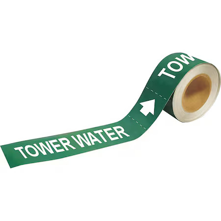 Brady 73935 Pipe Marker, Tower Water, 2 In.H