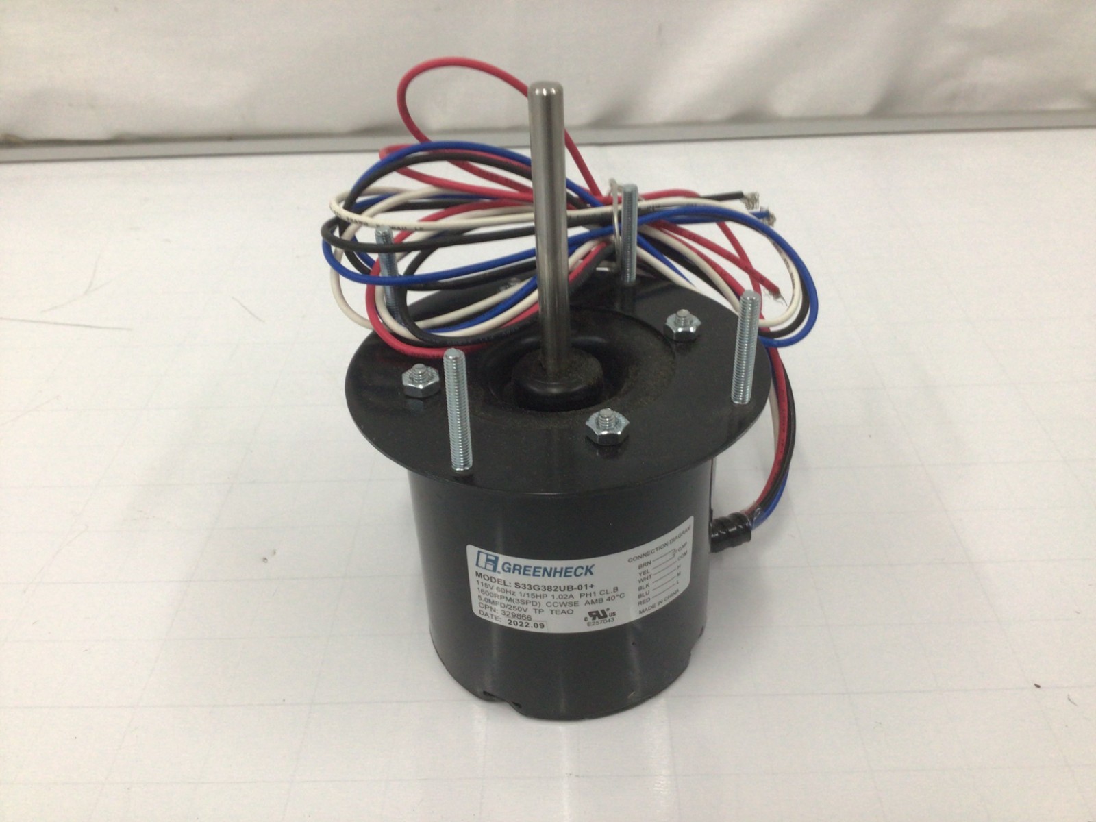 Greenheck Motor, S33G382UB-01+, 33 Watts, 1 Phase, Product # 329866