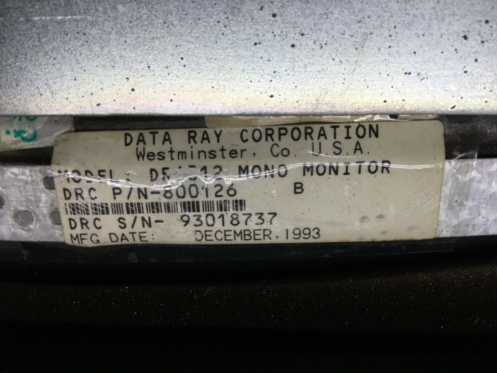 Van Dorn CRT Pathfinder Control Panel Data Ray Monitor 800126 / DR6312 #02E56PR6