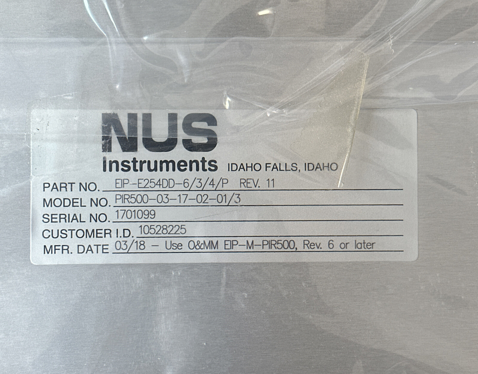 NEW NUS Instruments EIP-E254DD-6/3/4/P PIR500-03-17-02-01/3 Power Supply Module