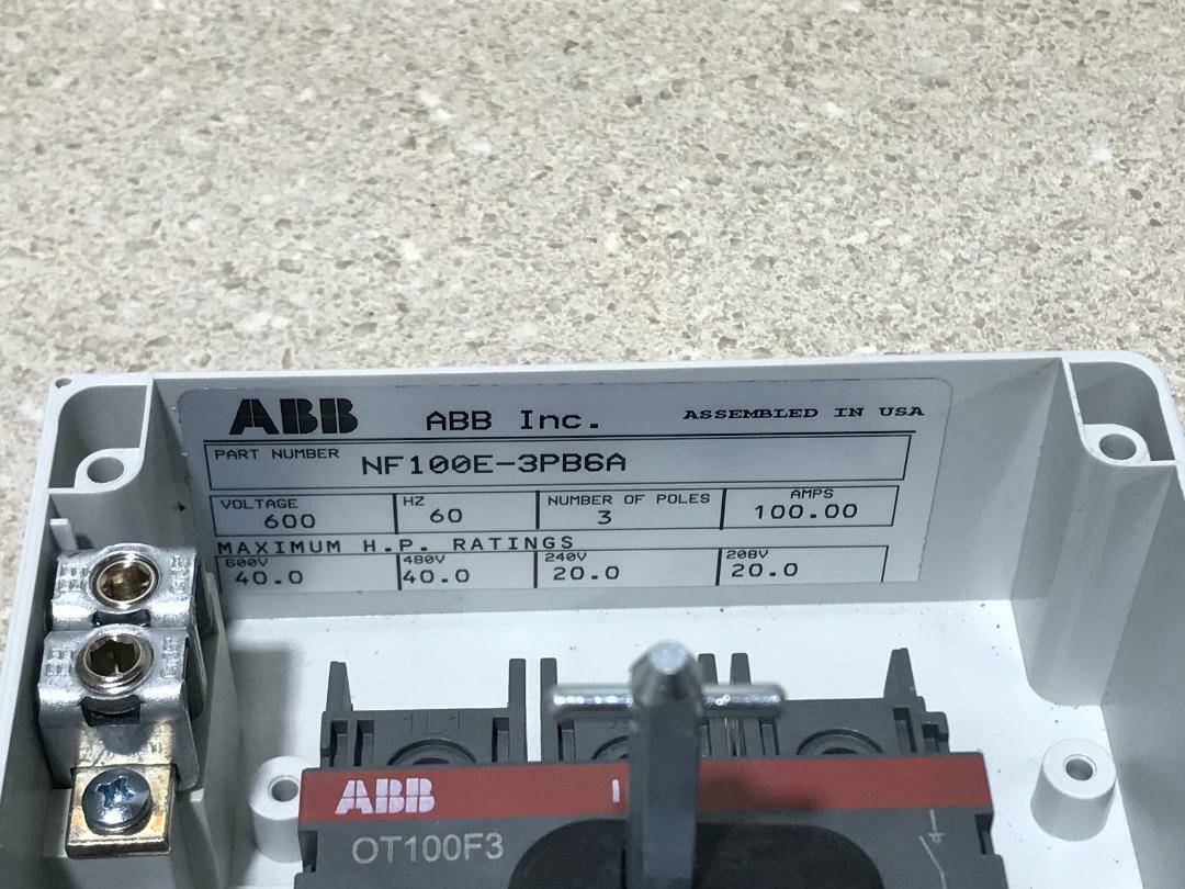 ABB NF100E-3PB6A 600V 3P 100Amps NEW