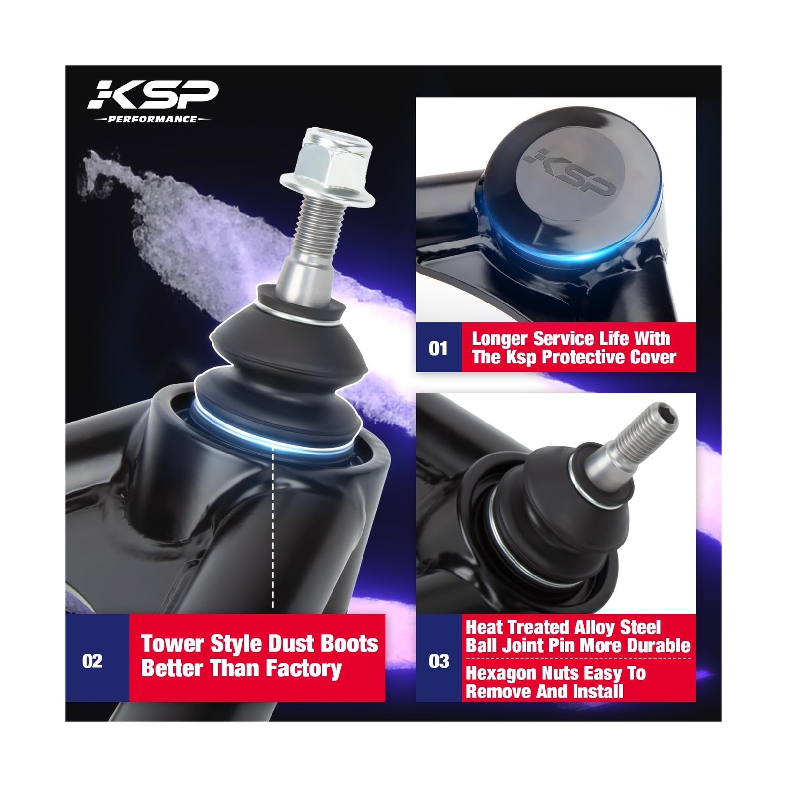 KSP 2-4″ Upper Control Arms for Tacoma 2004-2023, Adjustable Front Upper Cont…