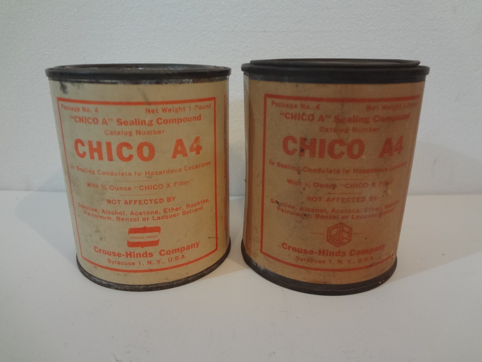 2 CANS Crouse Hinds CHICO A4 Sealing Compound 1LB CAN