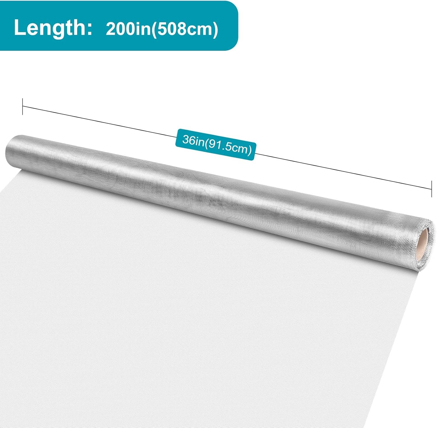 304 Stainless Steel Mesh Window Screen Roll 36″ 36" x 200", Silver