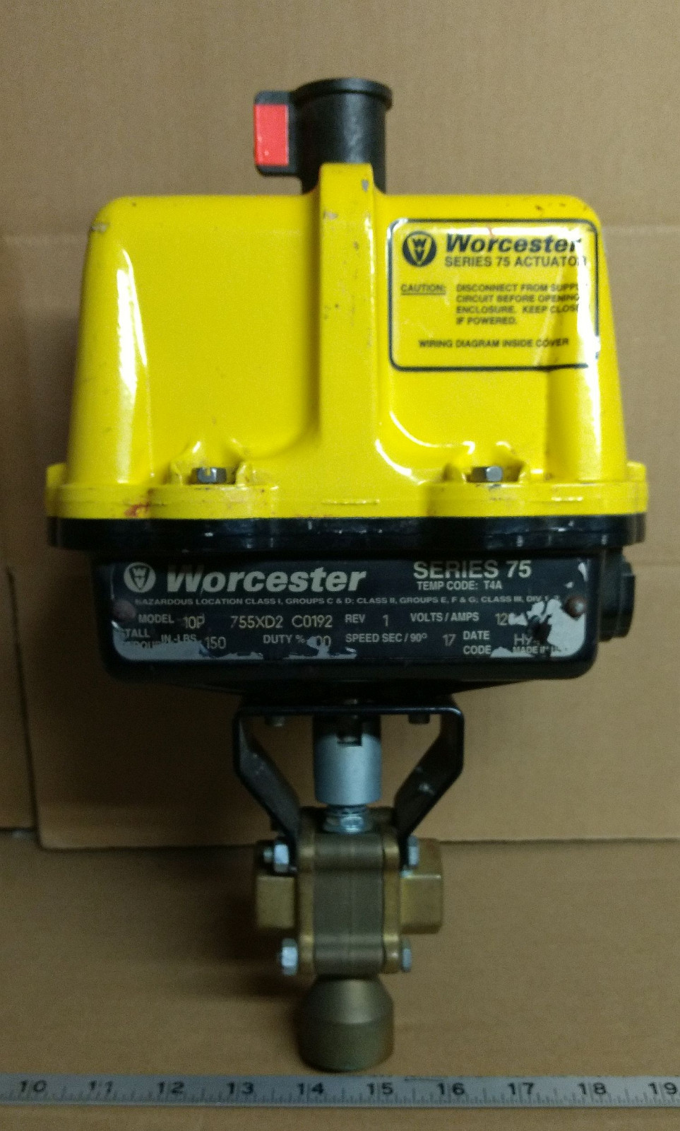 1 USED WORCESTER 10P 755XD2 C0192 SERIES 75 ACTUATOR w/3/4″BD416T-SE VALVE