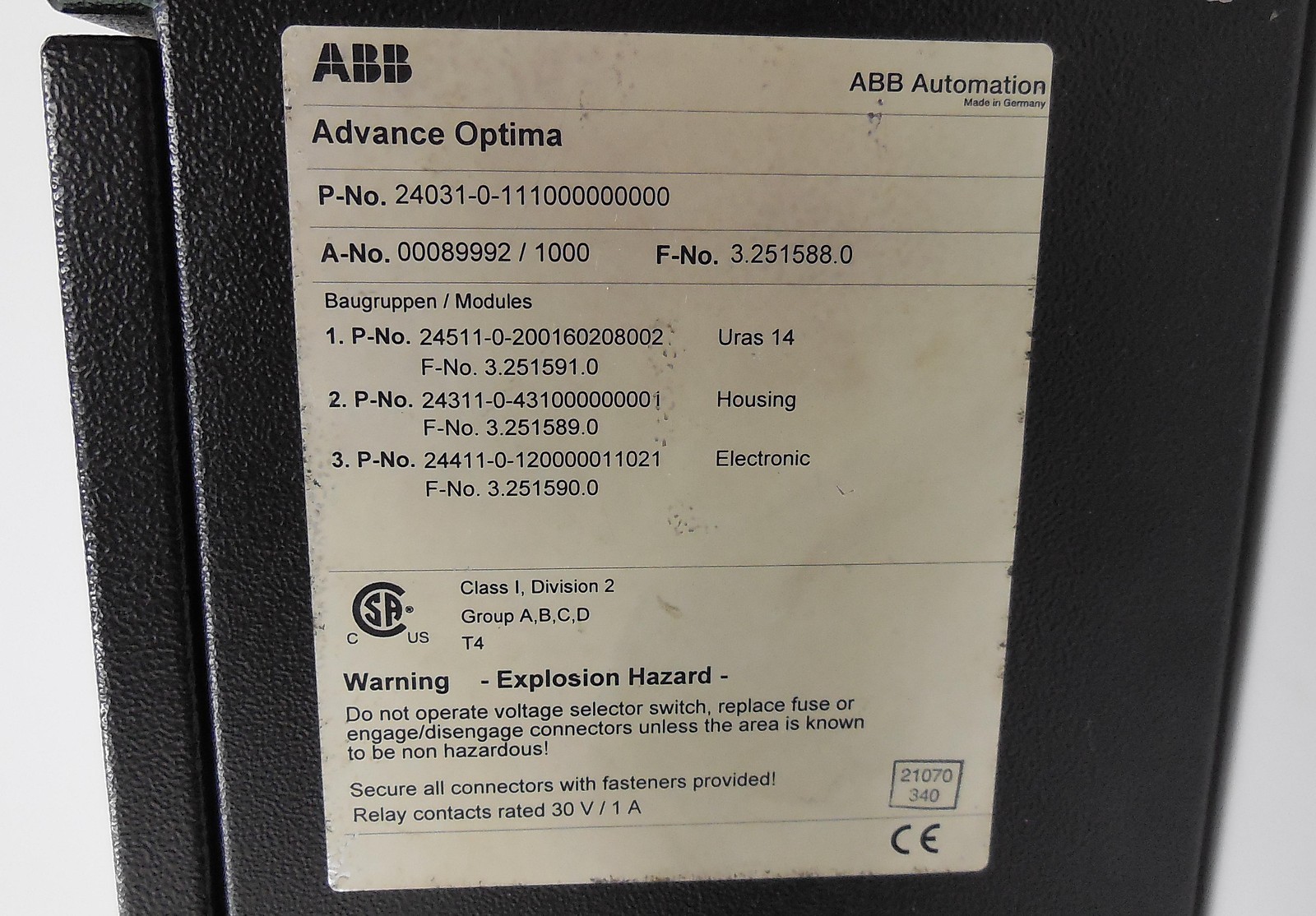 ABB Advance Optima 24411-0-120000011021 P-No.: 24031-0-111000000000