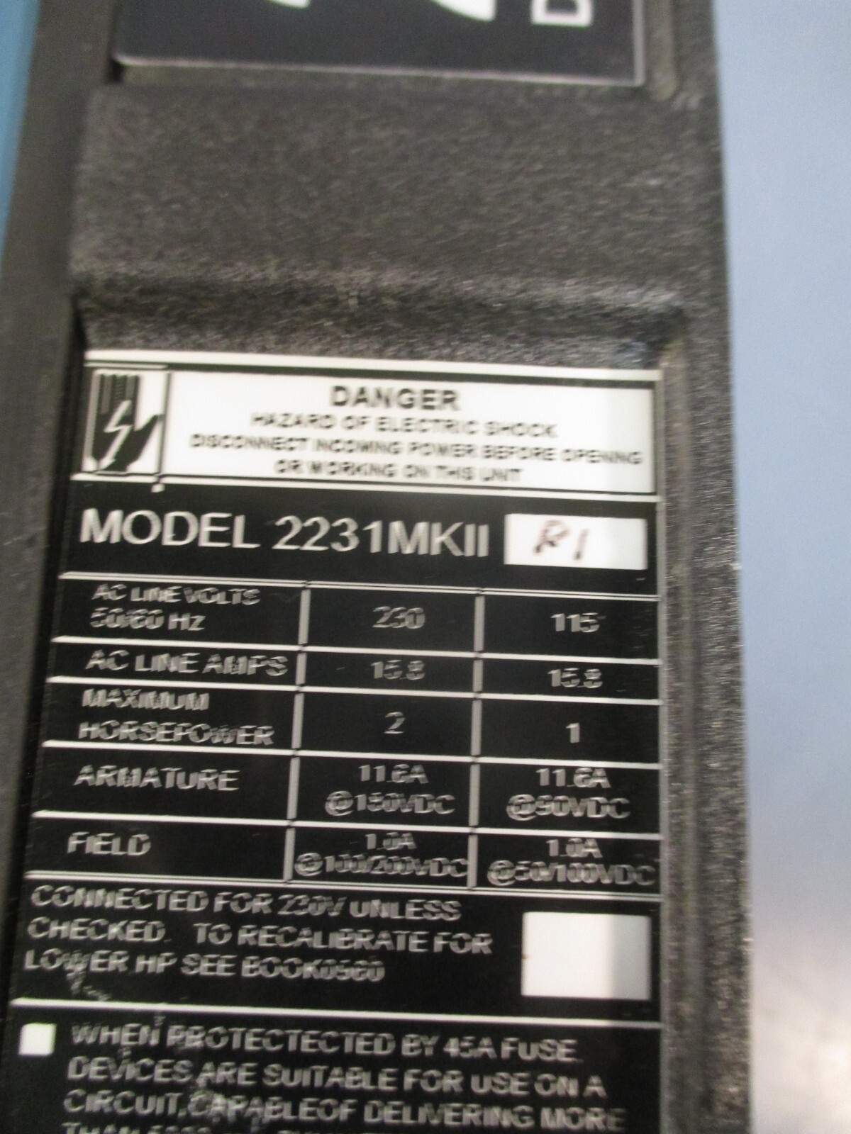 Fincor/Emerson 2230 DC Motor Control, 230V Model# 2231P1 2231MKIIP1