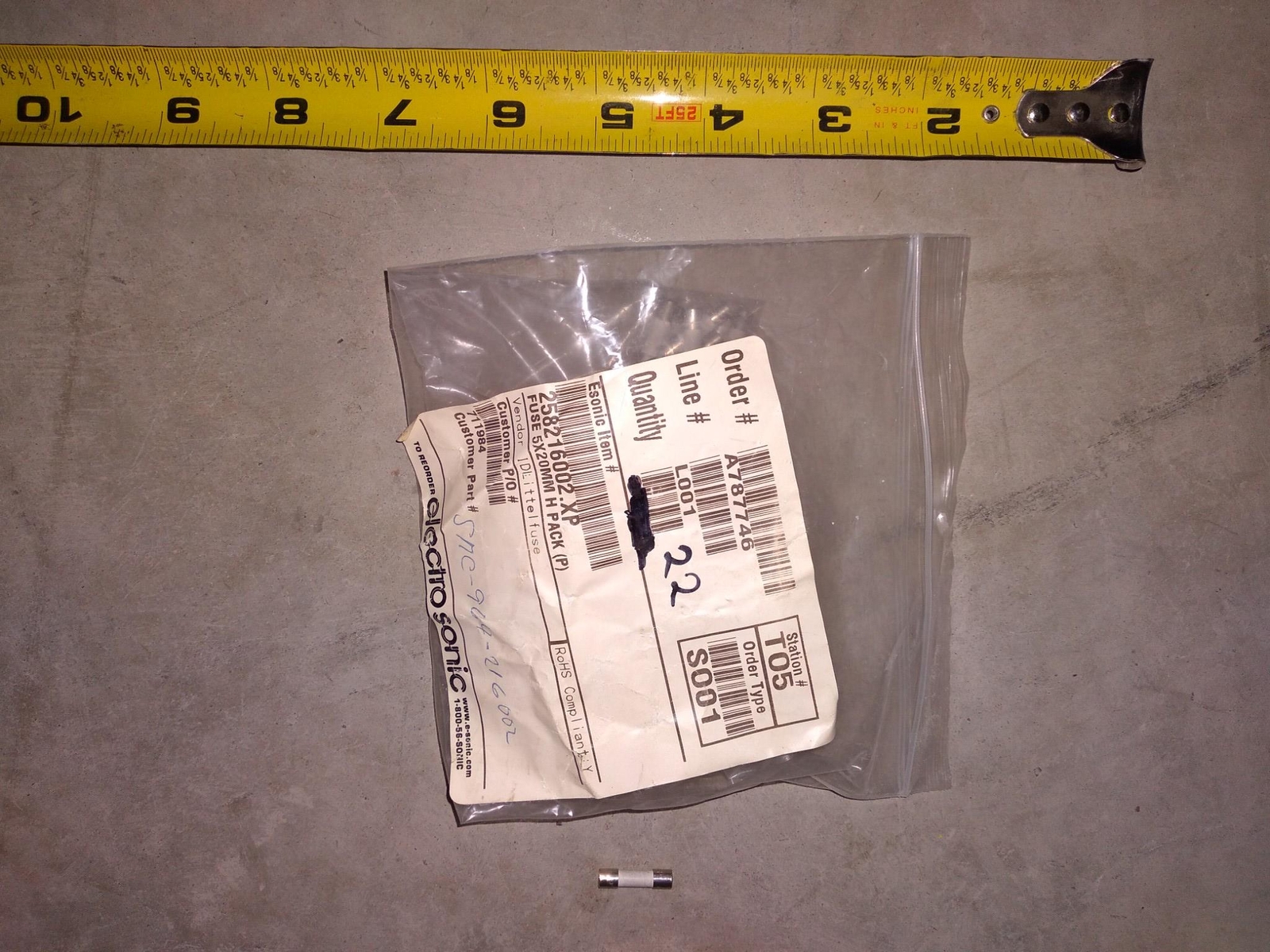 ELECTRO SONIC 258216002.XP FUSE 5X20MM H PACK ’22 IN BAG’