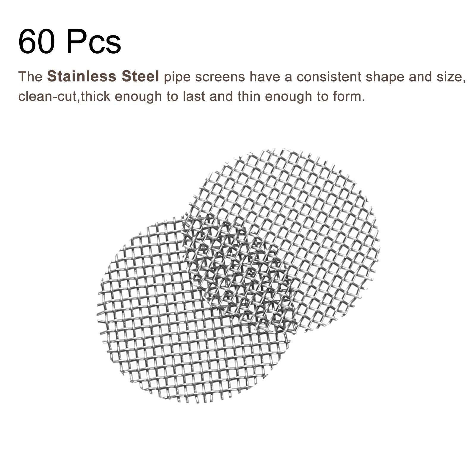 Pack of 60 Pipe Screen Stainless Steel Screens 3/8 Inch 9.5mm Diameter