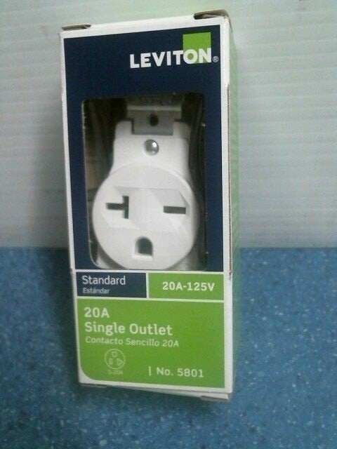 Leviton 5801, 20A Single Outlet, 20A-125V, White, FREE SHIPPING