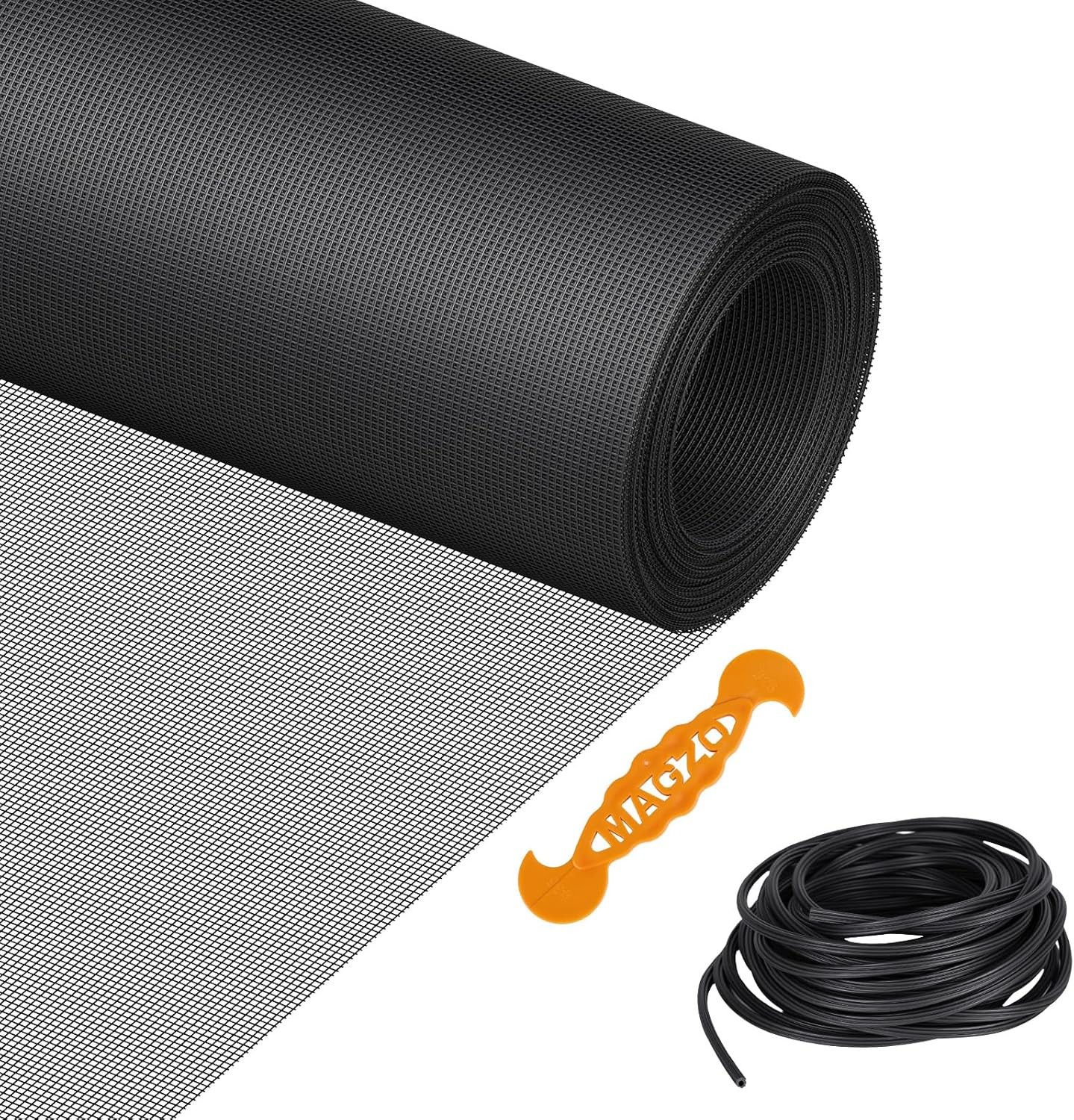 Window Screen Replacement Kit 36″W × 90″L Durable Polyester Adjustable Screen