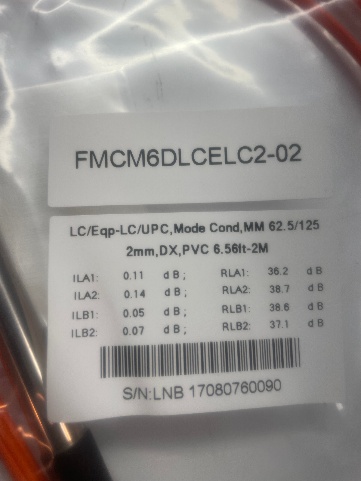 LC/Eqp-LC/UPC MM 62.5/125 2mm 6.56ft FMCM6DLCELC2-02