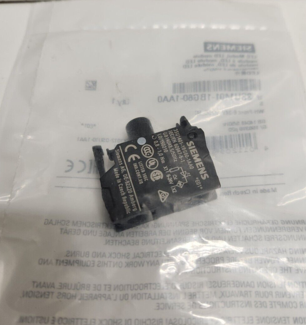 NEW OLD STOCK! SIEMENS 24V WHITE LED MODULE 3SU1401-1BG60-1AA0