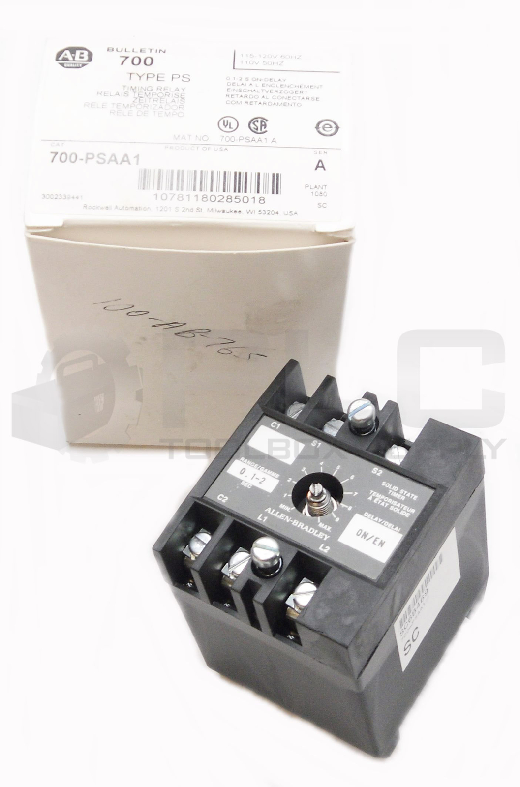 NEW ALLEN BRADLEY 700-PSAA1 /A TIMING RELAY 115-120V 60HZ 110V 50HZ 0.1-2S DELAY