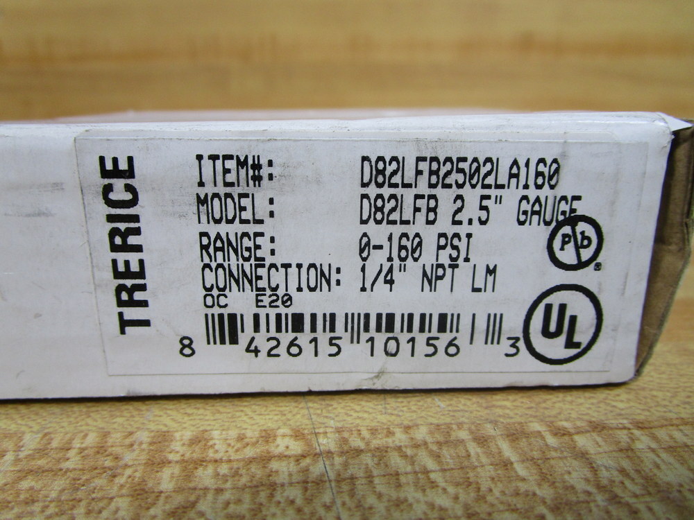 Trerice D82LFB2502LA160 Pressure Gauge 0-160 PSI