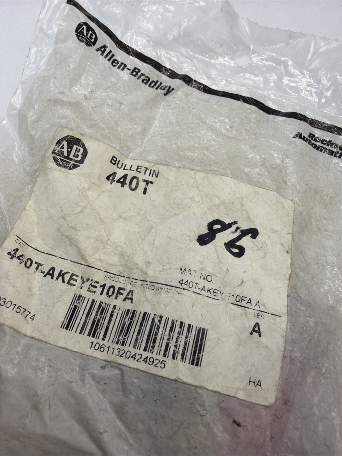 440T-AKEYE10FA KEY For Trapped Key Interlock Switch FA Allen Bradley Rockwell