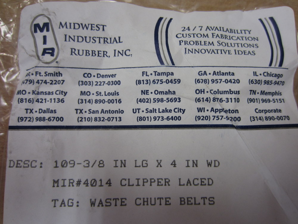 Midwest Industrial Rubber 4014 MIR Belt 109-3/8″ x 4″