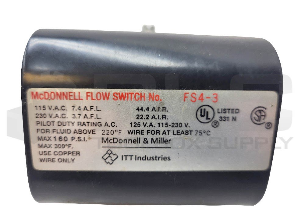 MCDONELL & MILLER FS4-3 FLOW SWITCH 230V 160PSI 300°