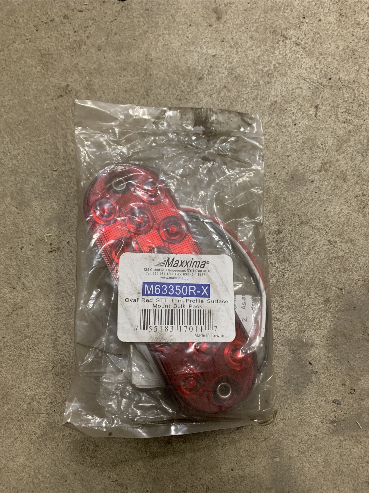 Maxxima Low Profile Thin Oval Red Surface Mount Backup Light Bulk Pack M63350R-X