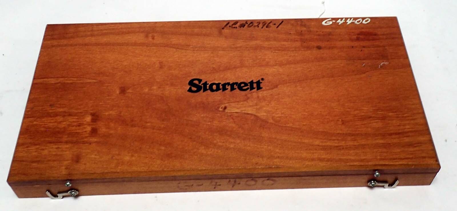 STARRETT 244 11 PIECE PRECISION END MEASURING ROD SET w/MICROMETER & WOODEN CASE