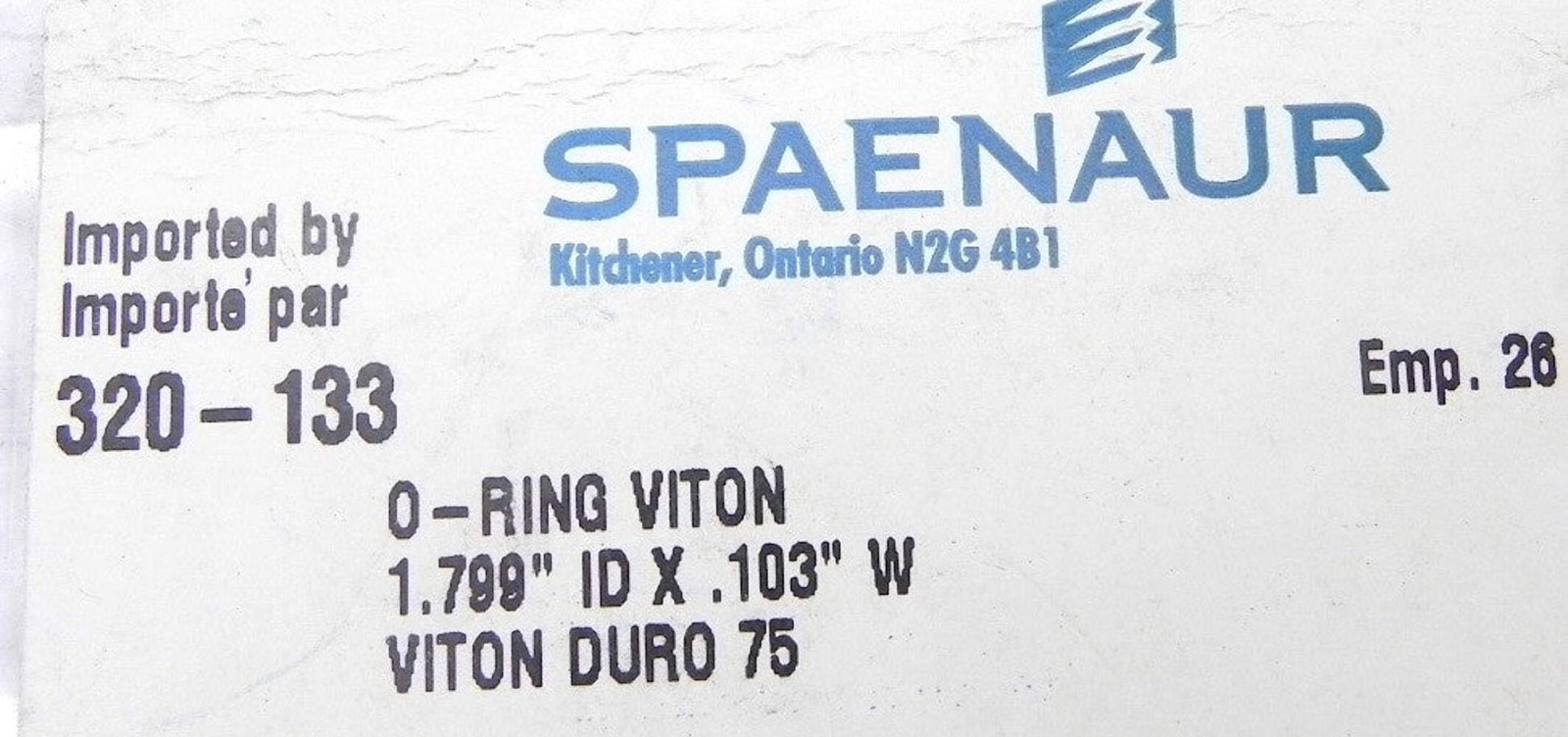 Spaenaur O Ring Viton 75 Duro Black 320-133 (49 Pcs)