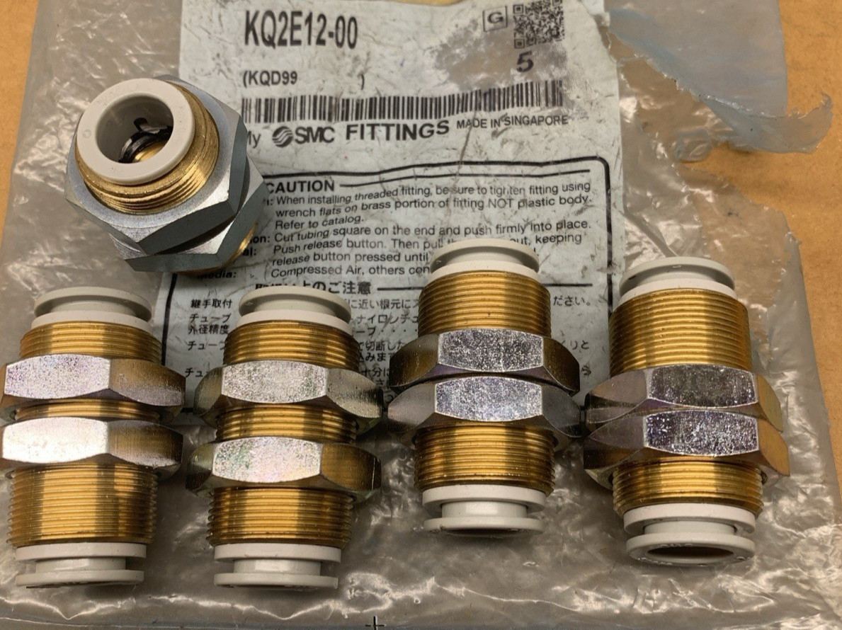 SMC KQ2E12-00 BULKHEAD UNION 12mm TUBING ( BAG OF 5) FREE SHIPPING