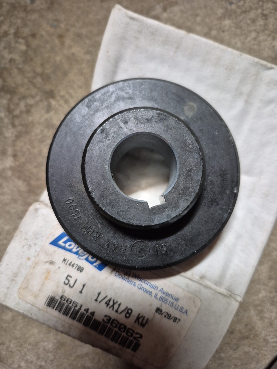 LOVEJOY 685144-36062 5J-1″ 1/4 X 1/8 KW COUPLING FLANGE SURE S-FLEX RPM 7600