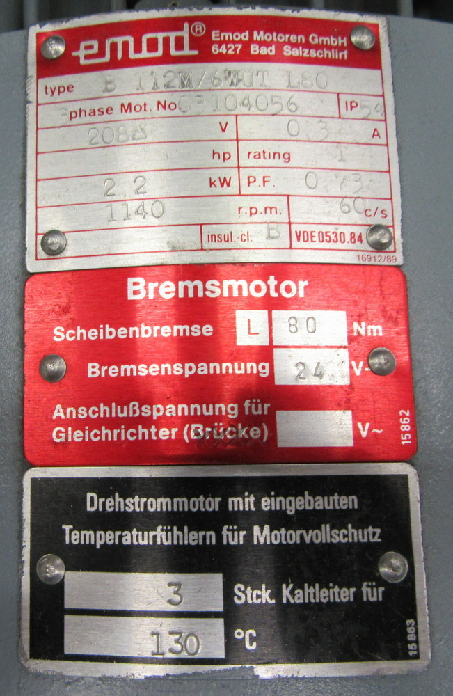 Emod B112M/6WUTL80 Motor B112M6WUTL180