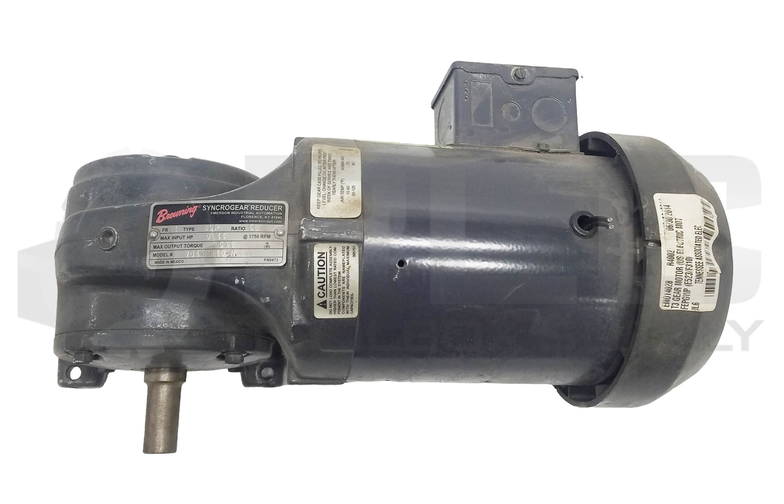 BROWNING EMERSON V0-F310-N SYNCROGEAR REDUCER RATIO: 58, E523-SEP 1/3HP 1725RPM