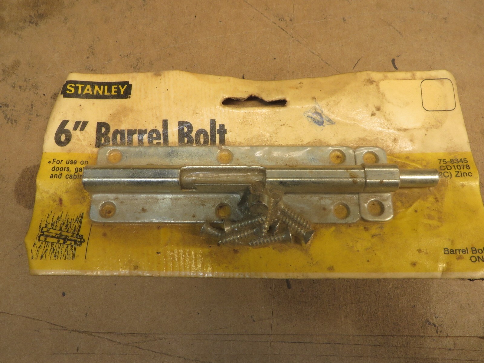 STANLEY 6 ” BARREL BOLT DOOR BOLT NOS # 75-8345 NOS