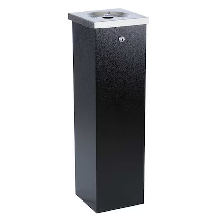 No Butts Bin Co Flt04 Cigarette Receptacle, Black, 1.75 Gal