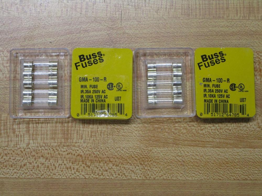 Buss GMA-100-R Bussmann Fuse Cross Ref 6F088 (Pack of 10)