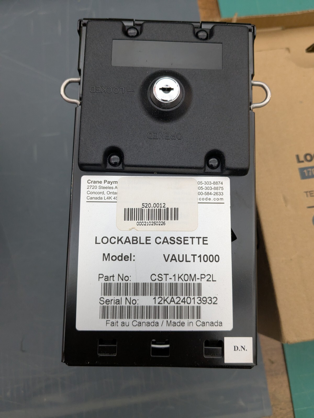 NEW CASH CODE LOCKABLE DOLLAR BILL CASSETTE VAULT 1000 CST-1K0M-P2L 520.0012