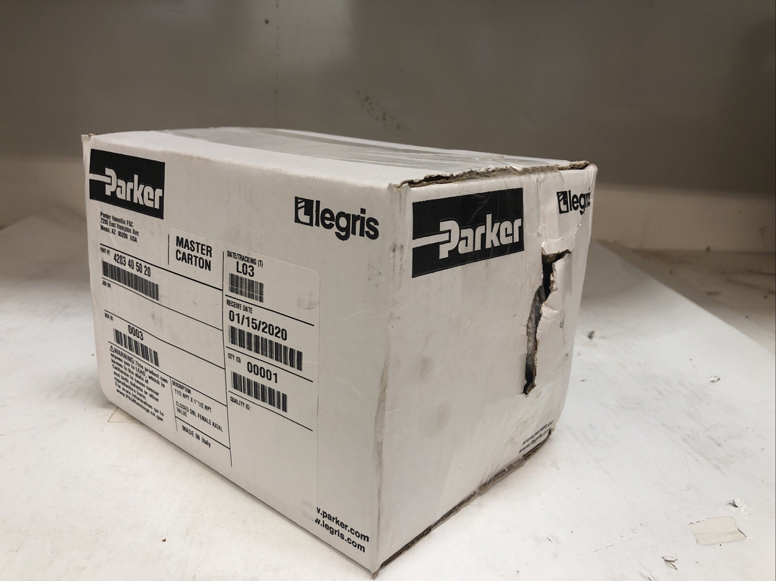 1 New Parker legris Closed DBL Axle Valve 4203-40-50-20,11/2 NPT X 1” 1/2 NPT