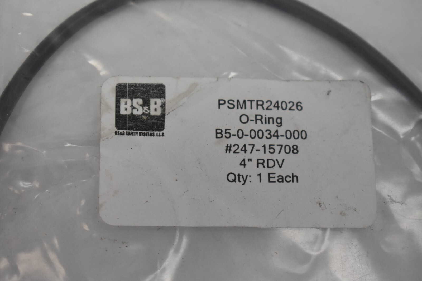BS & B PSMTR24026 O-Ring B5-0-0033-000 241-15708 3″ & 4″ RDV Rubber Black O-Ring