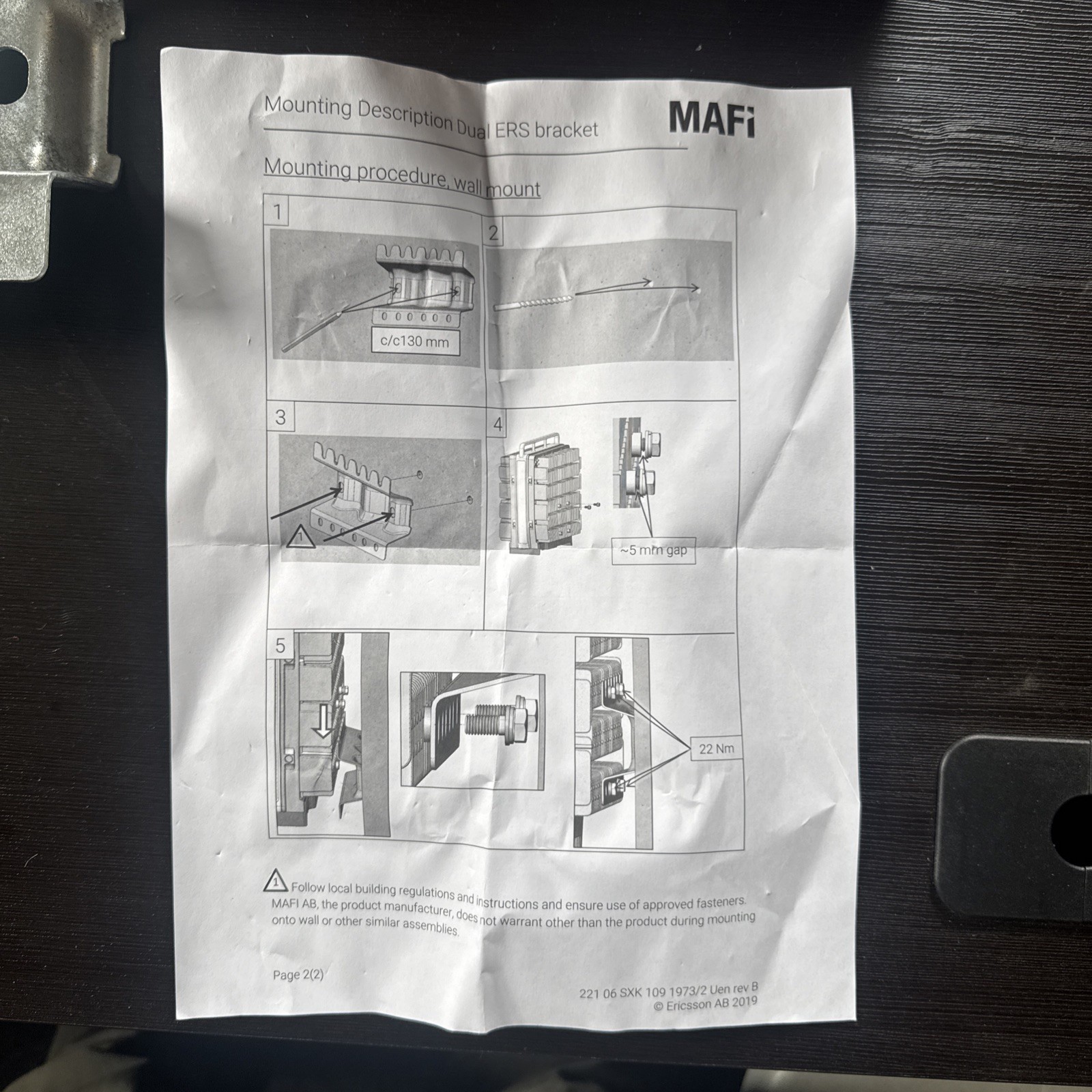 NEW Ericsson Dual ERS Bracket: SXK1091973/2 for radio 4480/4449