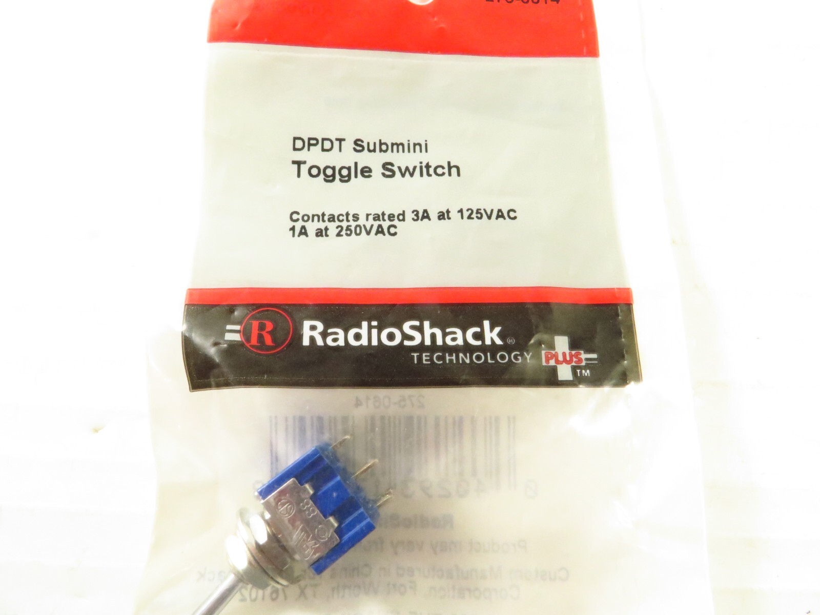 Radio Shack 275-0614 DPDT Submini On-Off Maintained Toggle Switch, 2-3 Day Ship