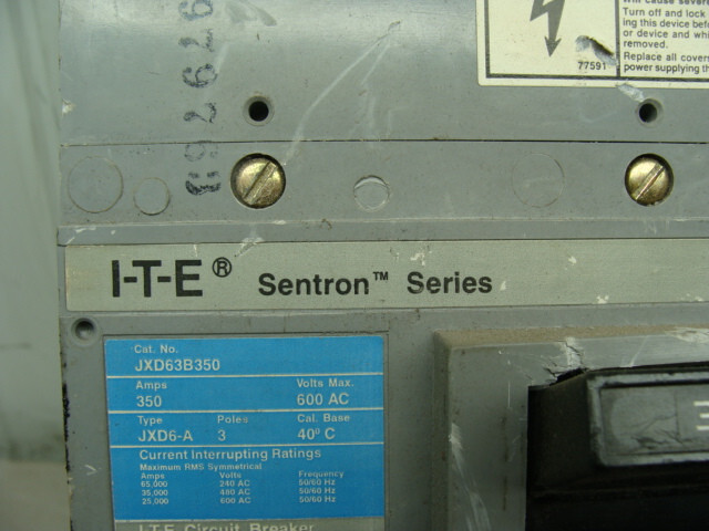 SIEMENS ITE SENTRON CIRCUIT BREAKER 350A 600V 3P JXD63B350