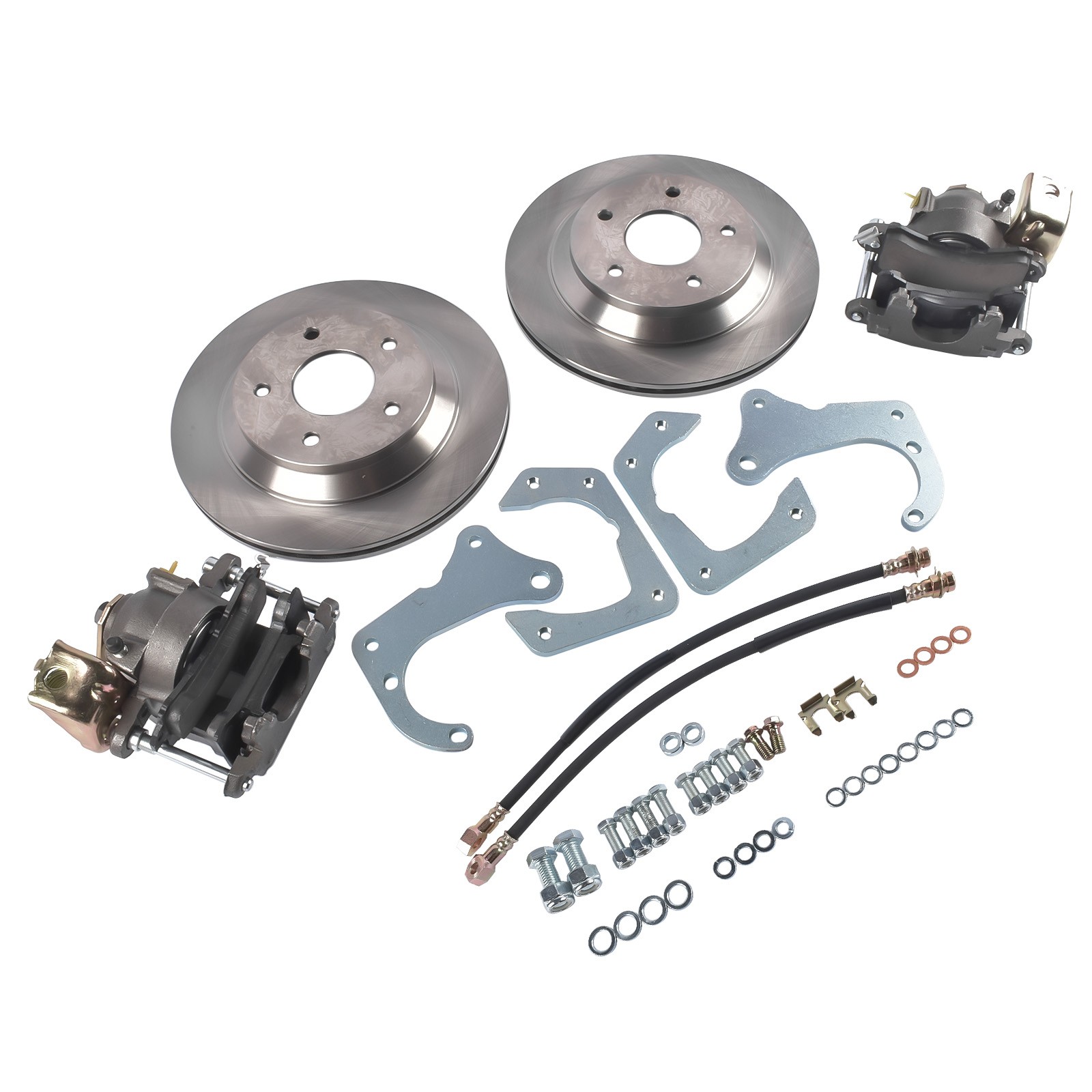 Rear Brake Disc Set for GM 7.5 In10 Bolt Bolt-On Rear Brake Kit w/ E-Brake Fits