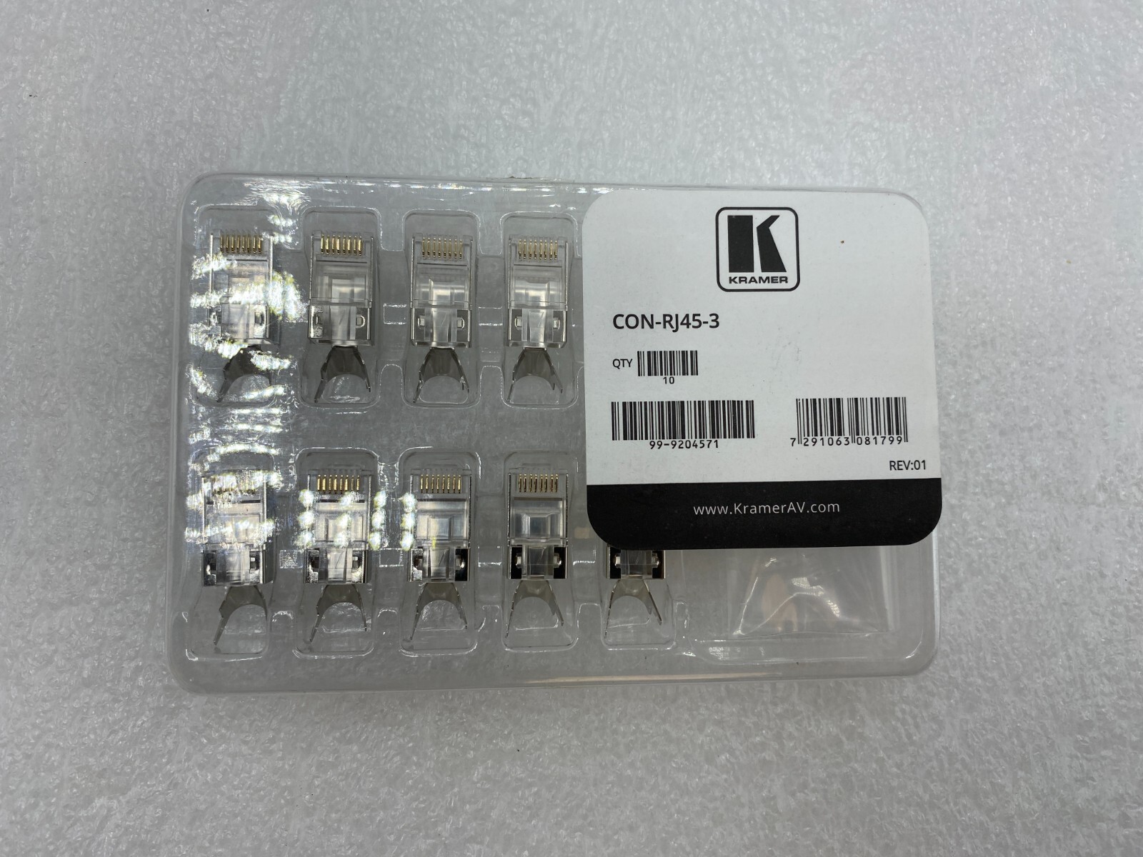 Kramer CON-RJ45-3 RJ45 Connectors for UNIKat cable – Pack of 10 – Free Shipping