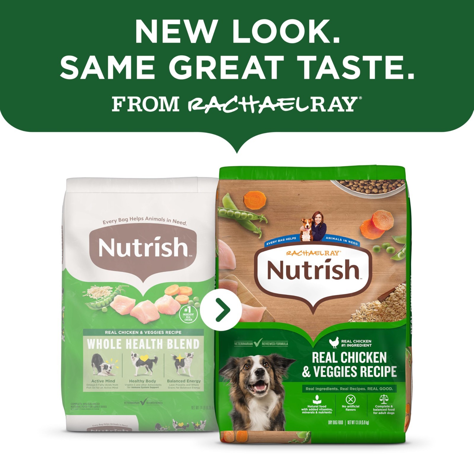 Nutrish Real Chicken & Veggies Recipe Whole Health Blend Dry Dog Food, 40 lb. Ba