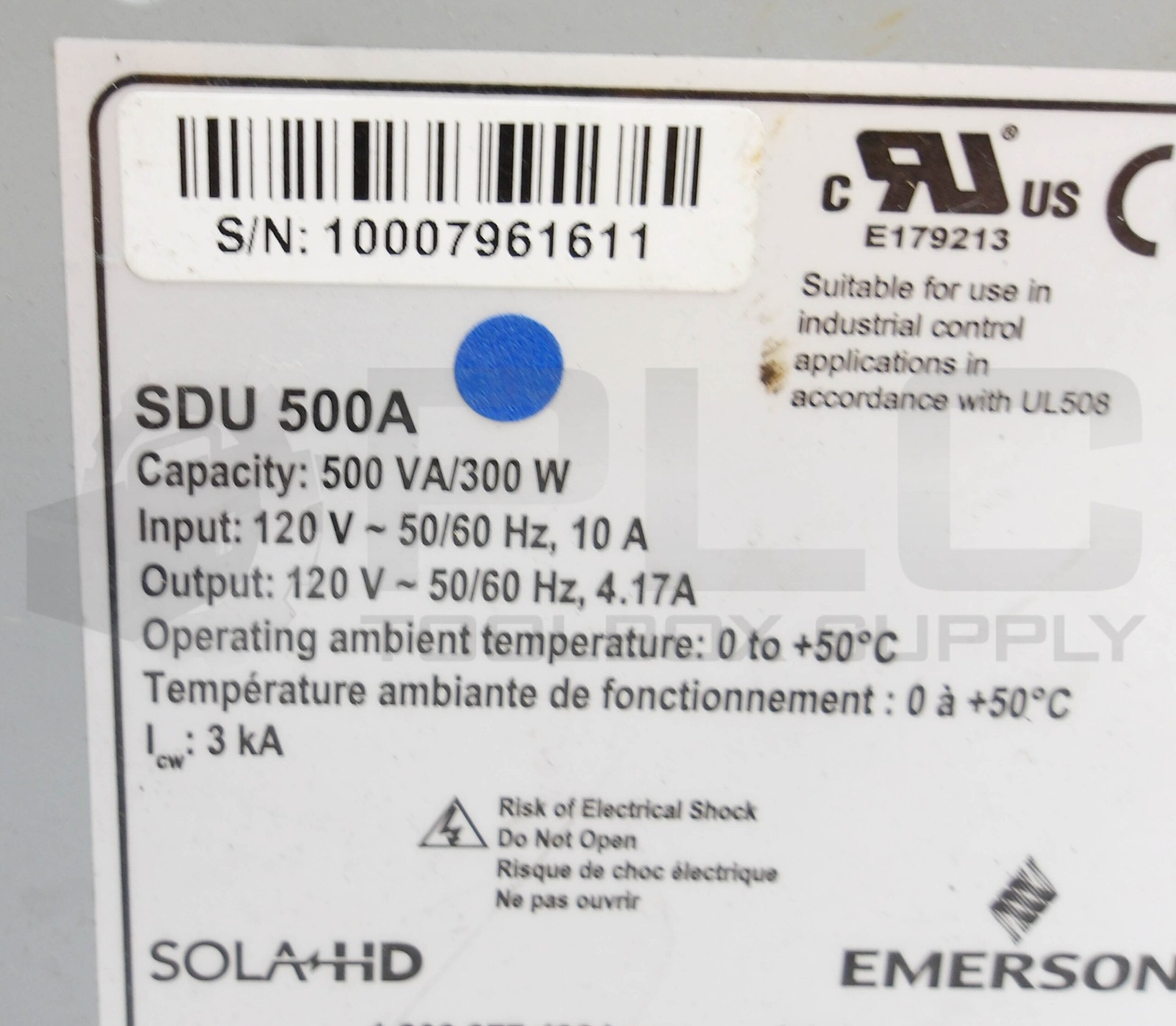 SOLA SDU 500A INDUSTRIAL POWER SUPPLY 500VA 300W 10A