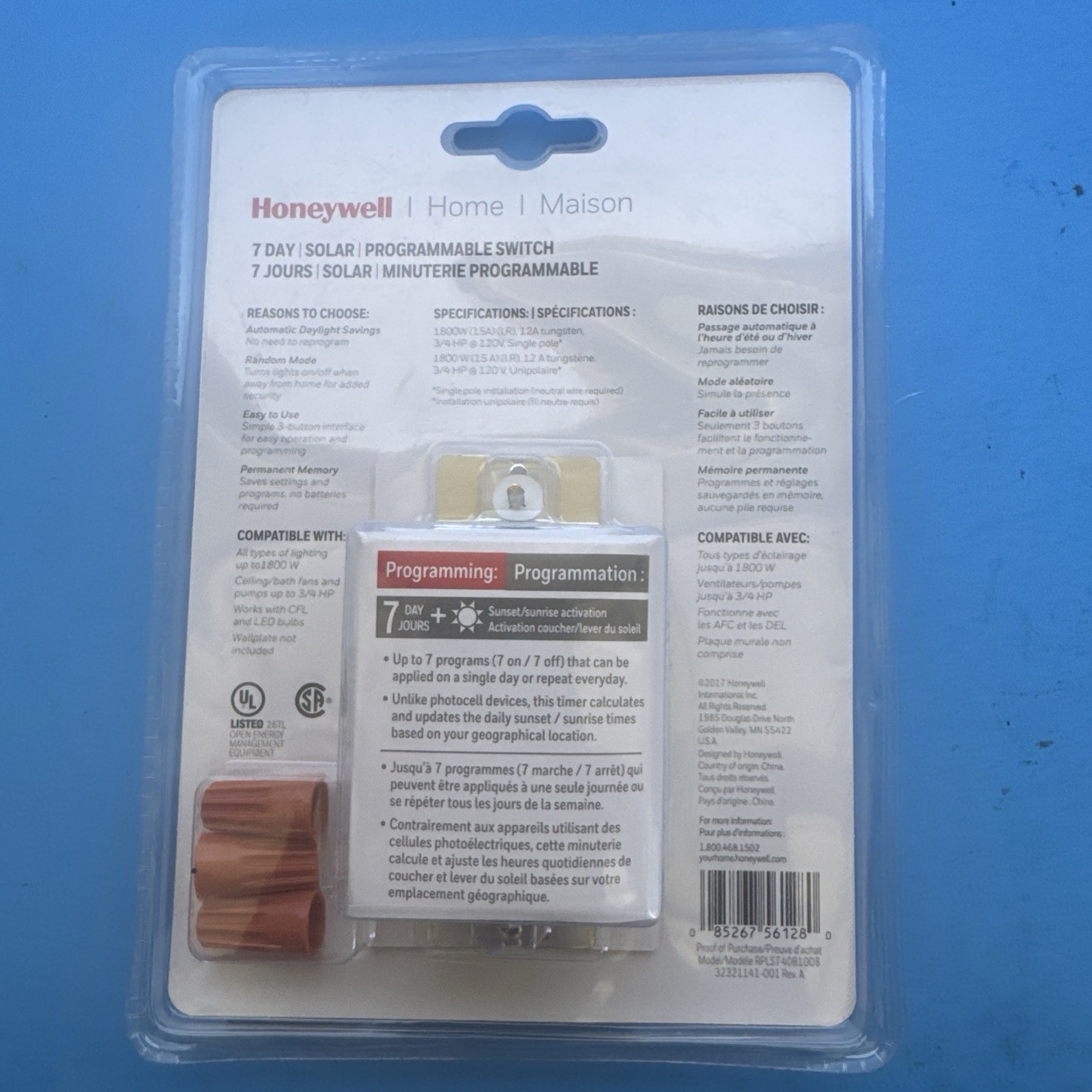 Honeywell 120-Volt 7-Day Programmable In/Out Motor & Light Switch Timer RPLS740B