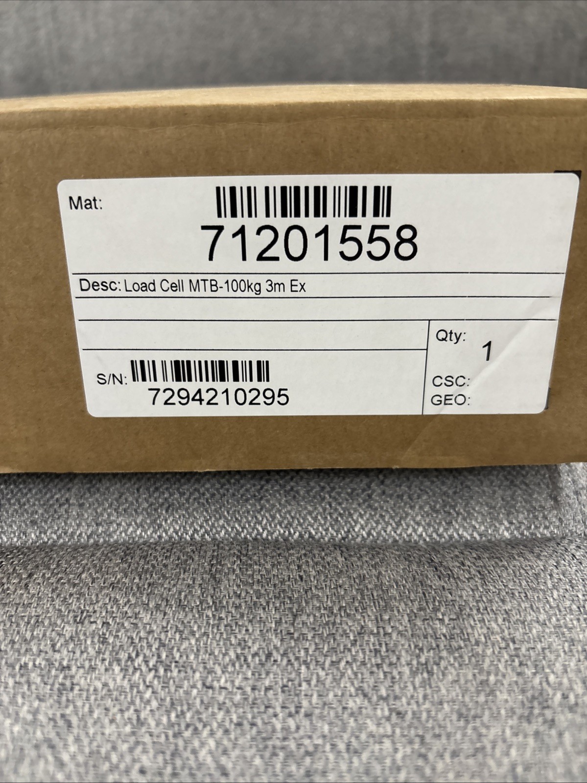 Mettler Toledo MTB-100 Load Cell (model 71201558)