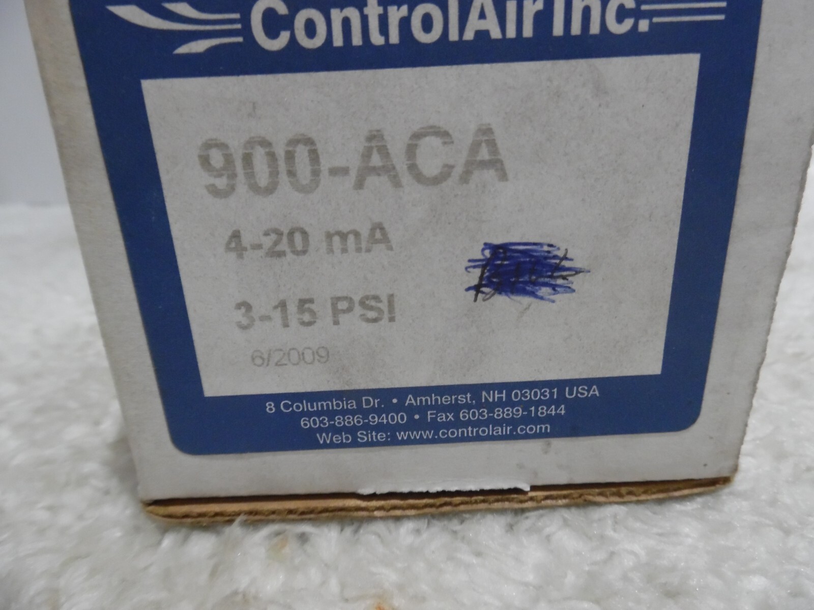 Control Air 900-ACA I/P Current to Pressure Transducer 4-20Ma 3-15psi