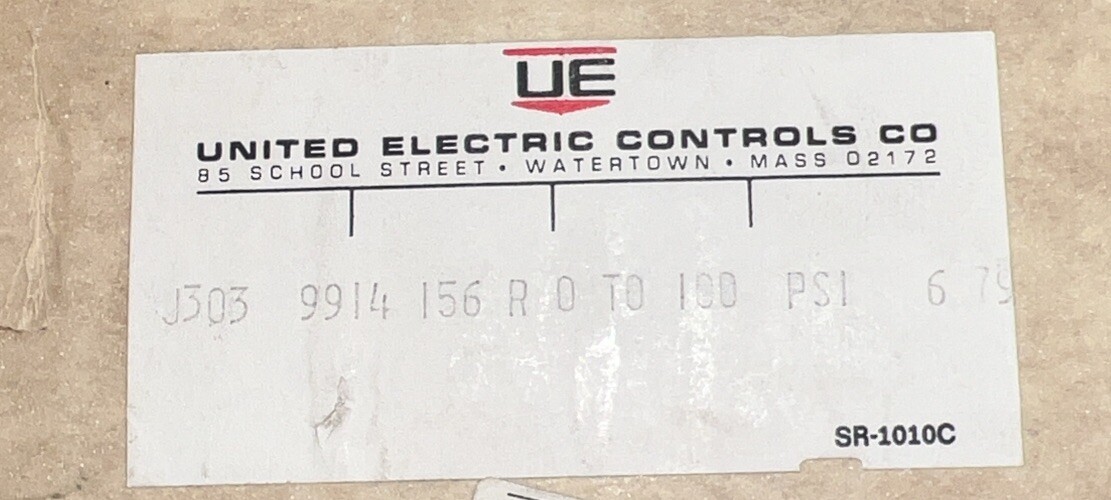 UE UNITED ELECTRIC J303 7921 9914 156 PRESSURE SWITCH NEW