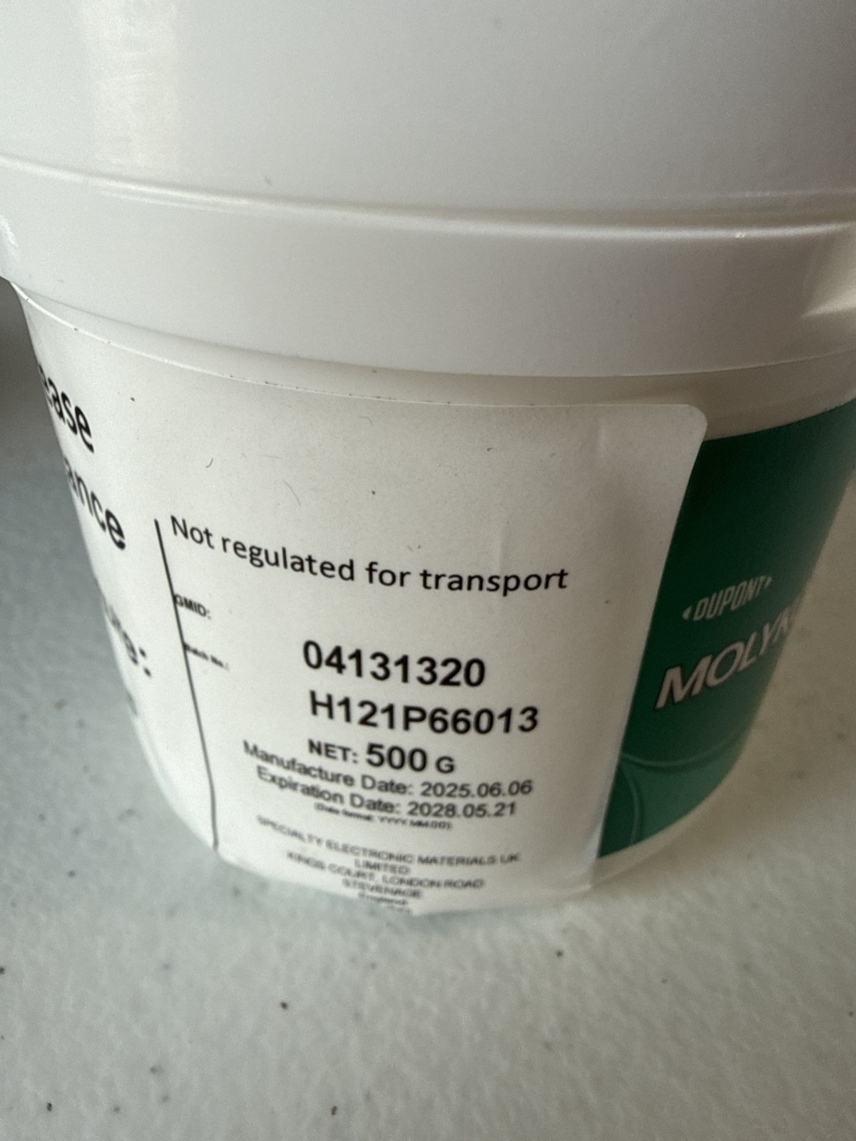 500gm HP-300 Dupont Molykote Synthetic Fluorinated PFPE Hi-Temp Grease Fuser