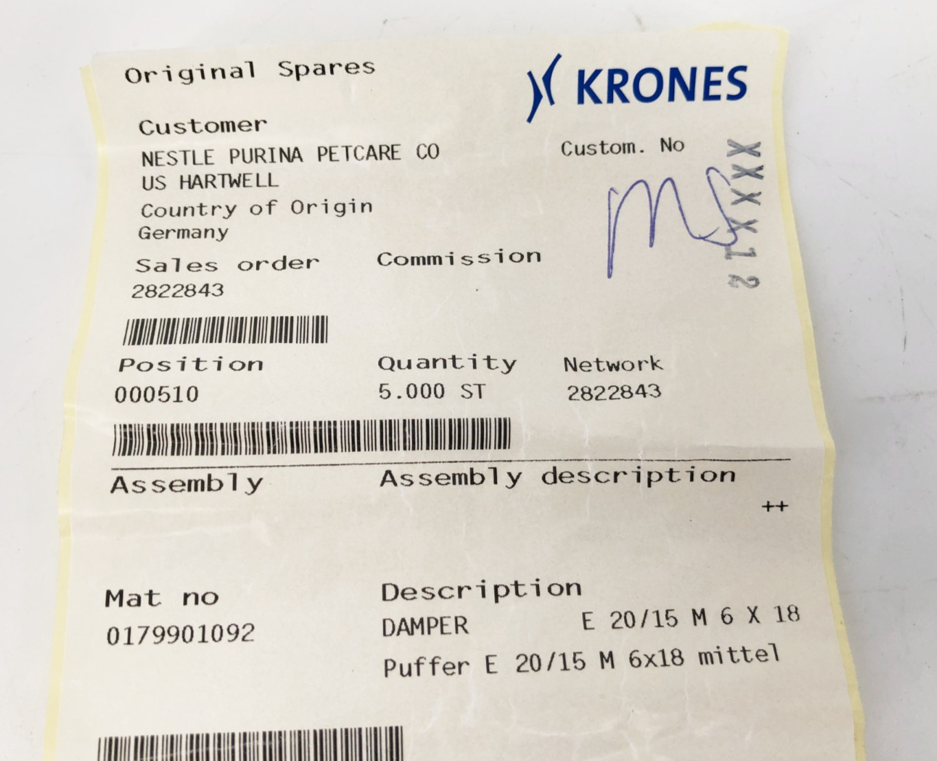 Lot of 5 New Krones 0179901092 Vibration Damper E 20/15 M 6 X 18 – No Box
