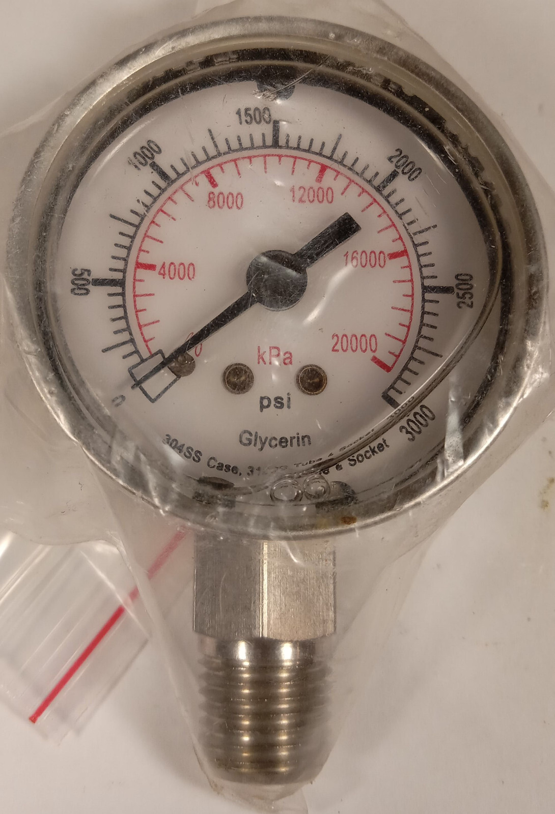 1 NEW ZORO 4CFG7 PRESSURE GAUGE, 0-3000 PSI 1/4” MNPT NNB ***MAKE OFFER***