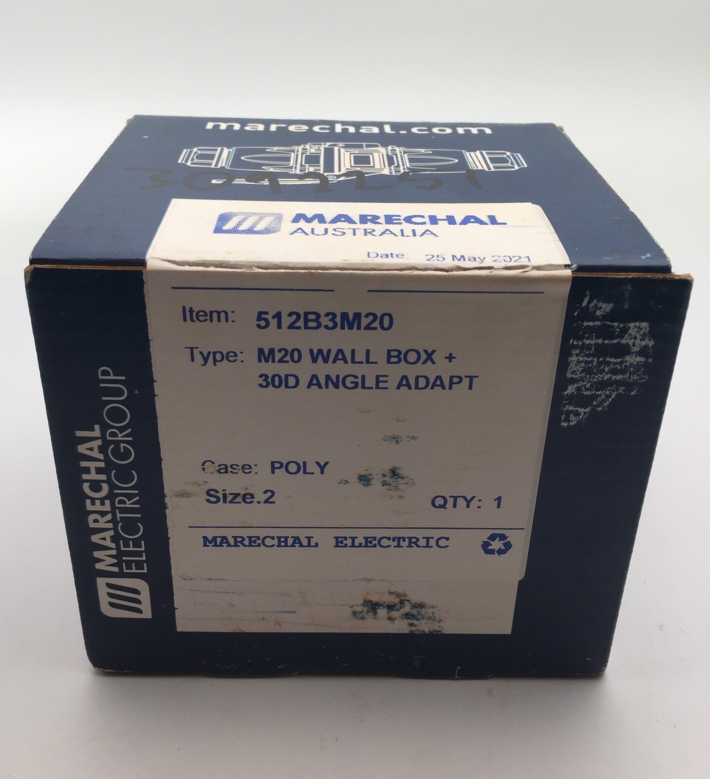 Marechal 512B3M20 30D Wall Box M20 Size 2 Poly Angle 30deg 613A053 size 2